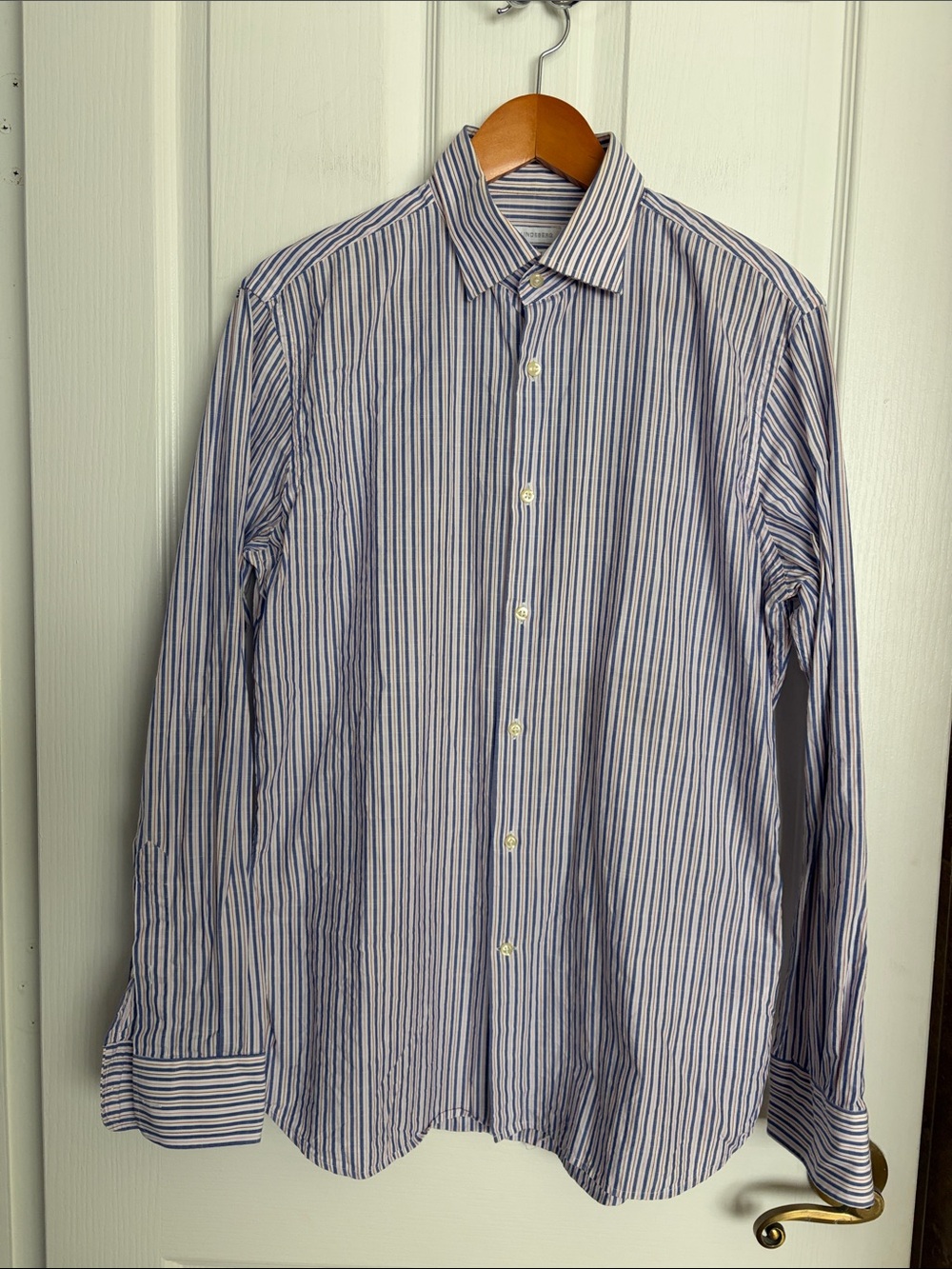 J Lindeberg - Blue, Orange and White Striped Button-Up Shirt